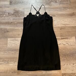 NWT J.Crew Black Scallop Hem Slip Dress Size 4 | Minimalist Cocktail Style